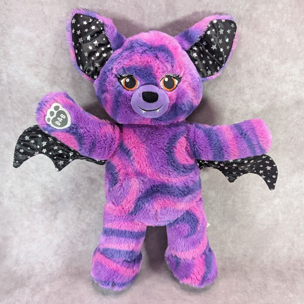 Build-A-Bear Starry Night Vampire Bat Plush Purple Pink Halloween Retired 18"BAB